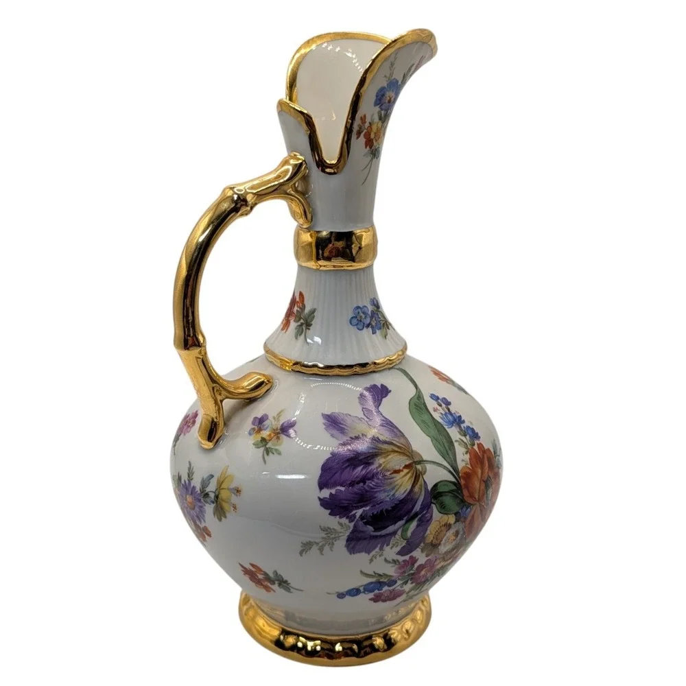 Vintage Limoges Pastaud Pircher Hand Painted Floral Pattern Heavy‎ Gold Trim